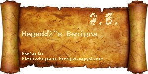 Hegedűs Benigna névjegykártya